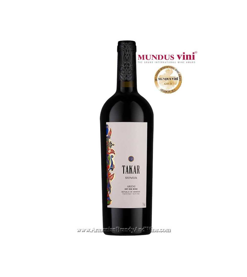Bouteille de vin rouge sec Takar de Armenia Wine
